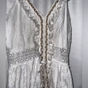 🤍High Low White/gold accents Boho Dress for Women🤍